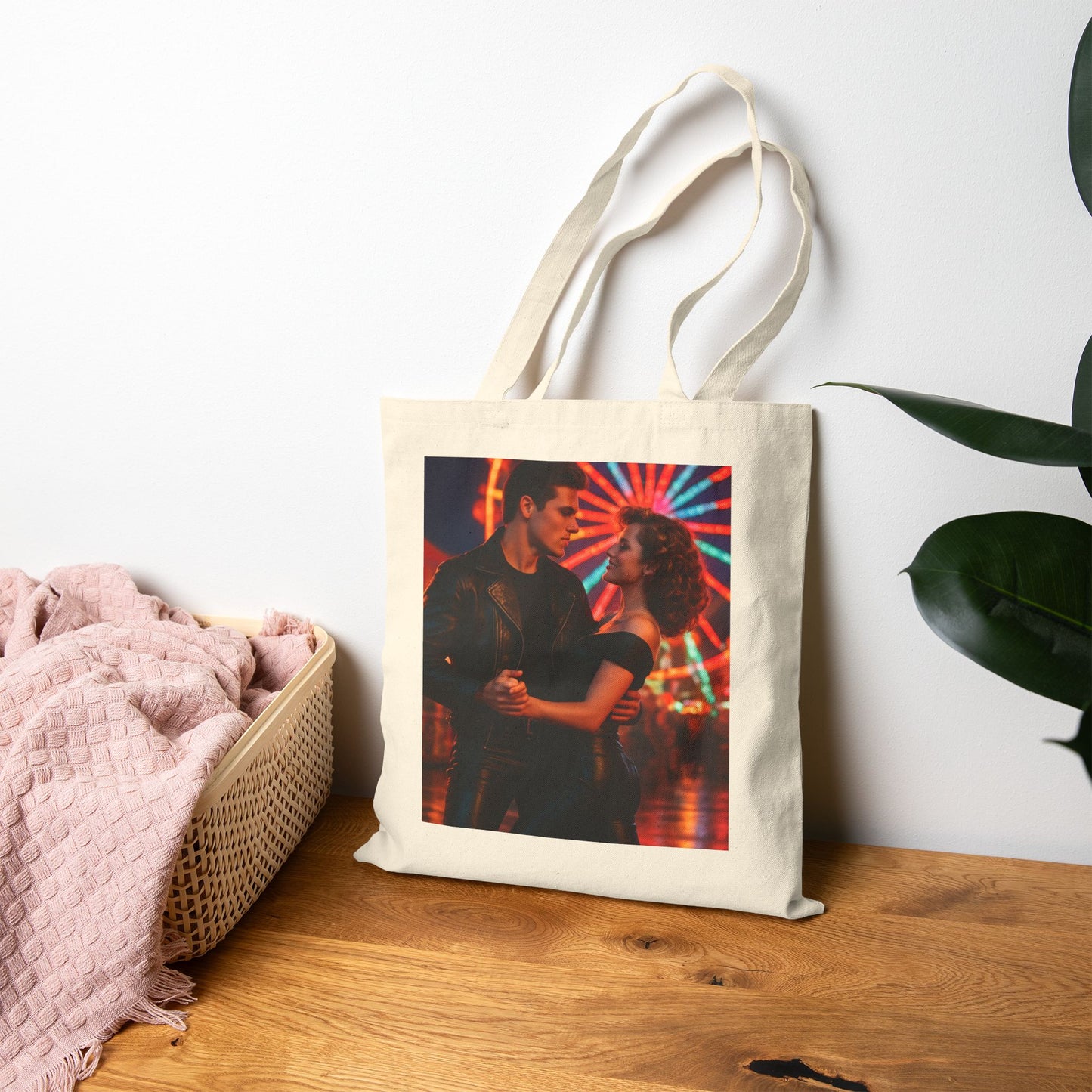 Grease Vibes Canvas Tote Bag — Retro Hollywood Glamour Print
