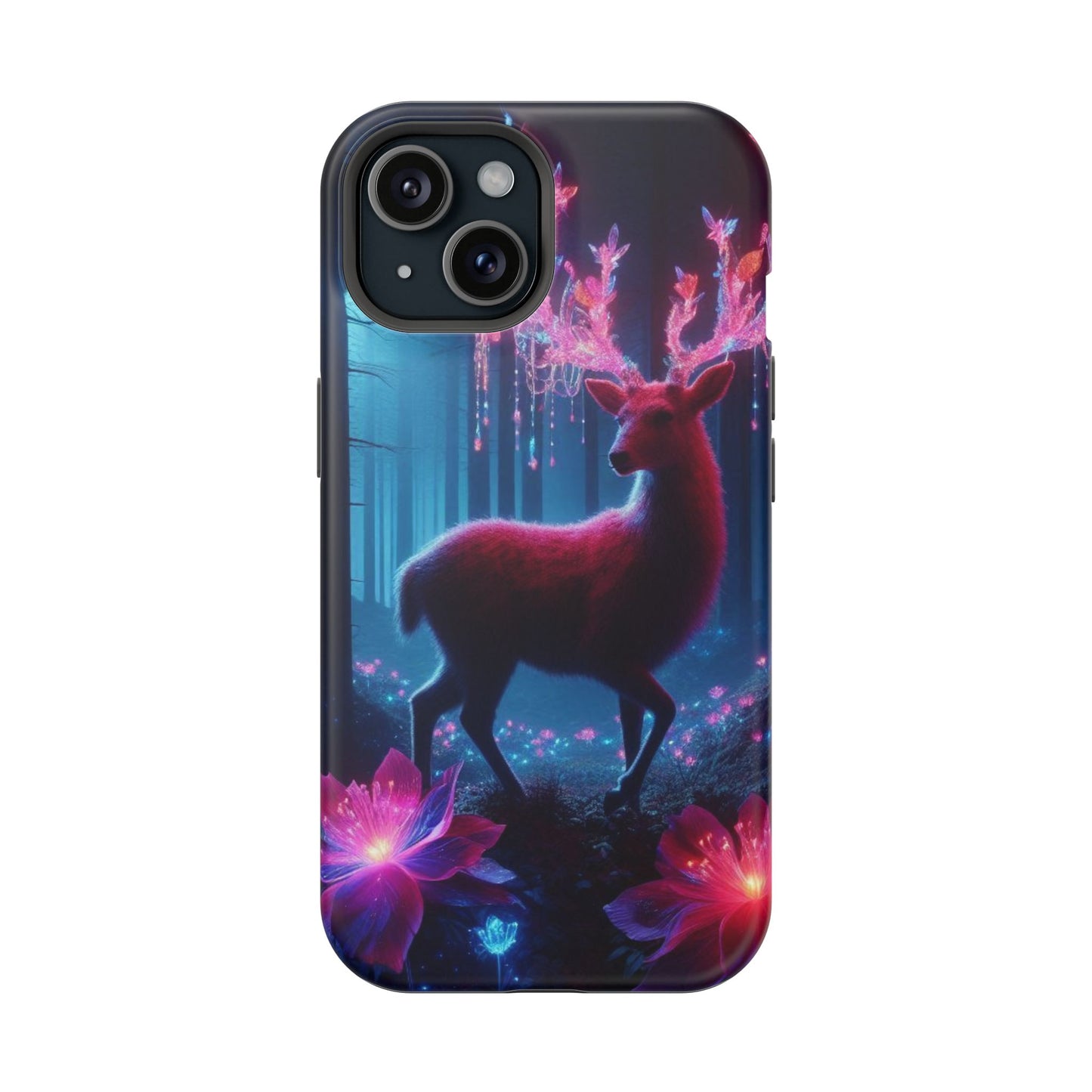 Magnetic Impact-Resistant Phone Case — Neon Fantasy Deer Forest Design