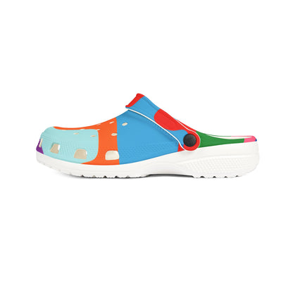 Colorful Abstract Drip EVA Clogs — Bright All-Over-Print Slip-On Shoes