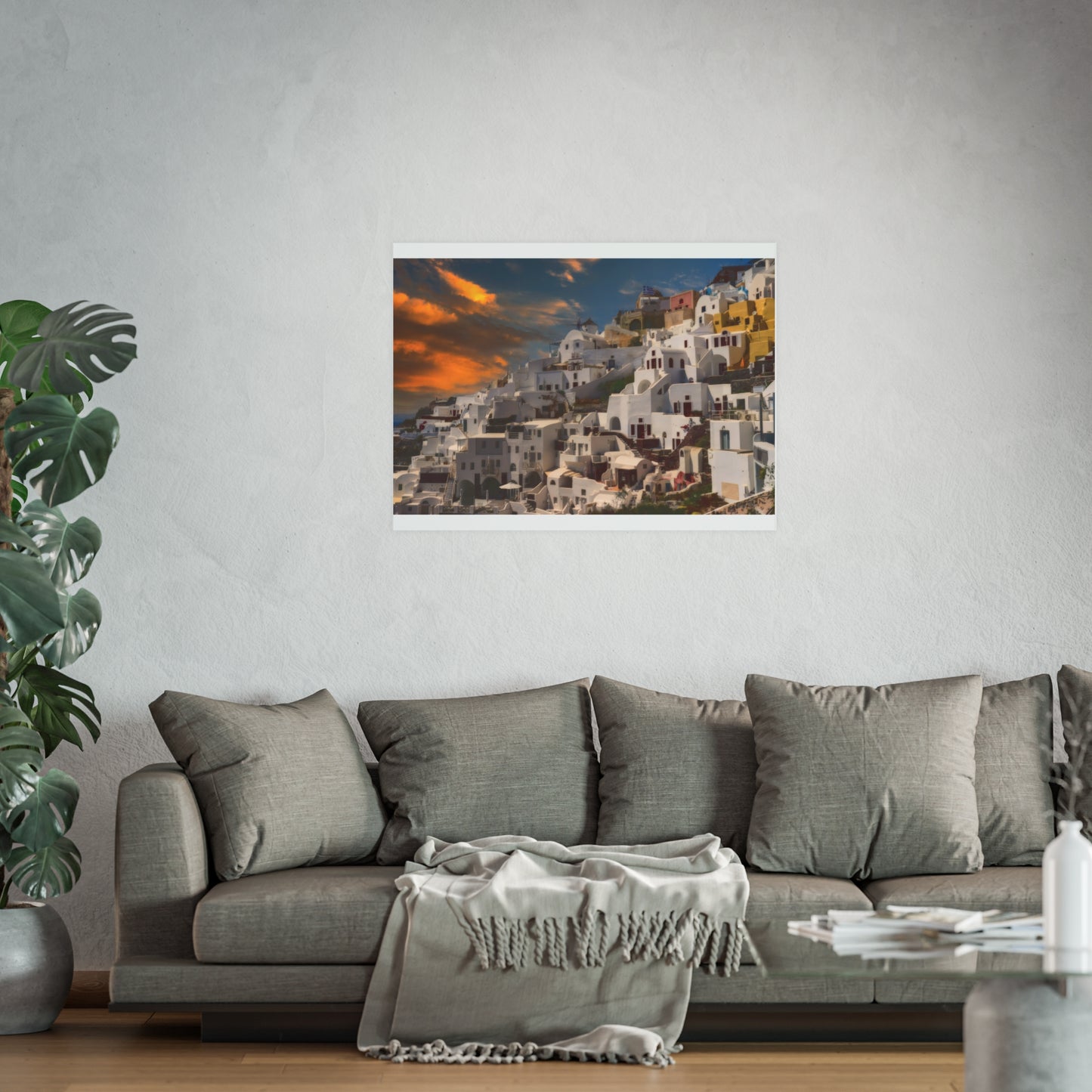 Santorini Sunset Dreams Satin  Poster