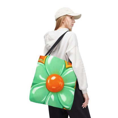 Retro Orange Teal Floral Tote | Bright 60s Flower Pattern Bag