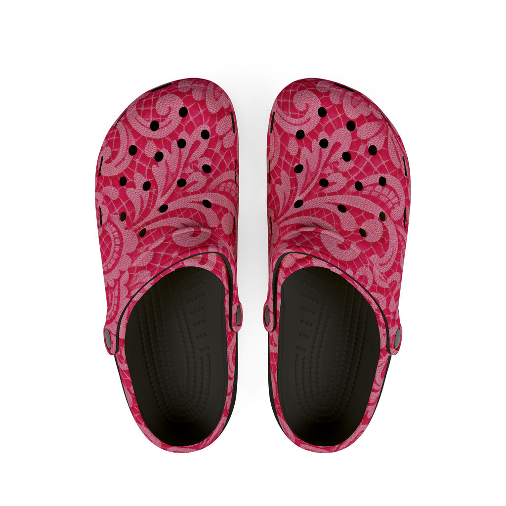 Pink Paisley Lace Clogs