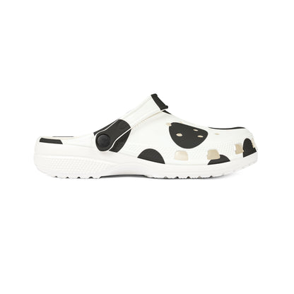 Black & White Leopard Print EVA Foam Clogs — Lightweight Slip-On Garden Shoes
