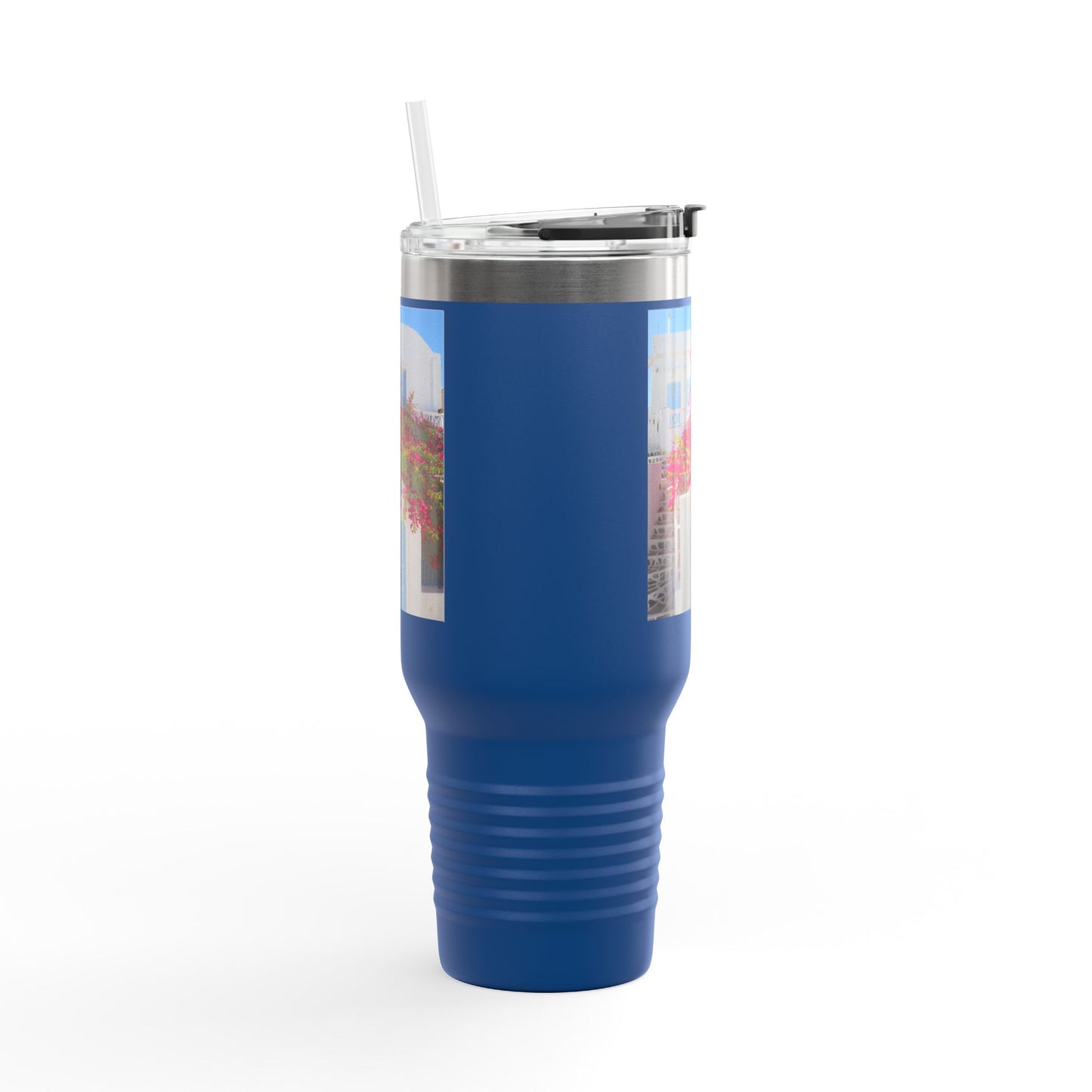 Oia Santorini Blue Door Travel Mug — 40oz Insulated Tumbler Greek Gift