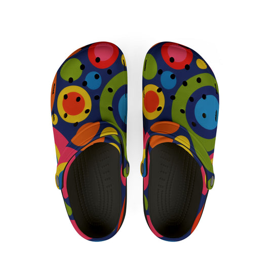 Colorful Retro Circle EVA Foam Clogs – Lightweight Slip-On Garden Shoes