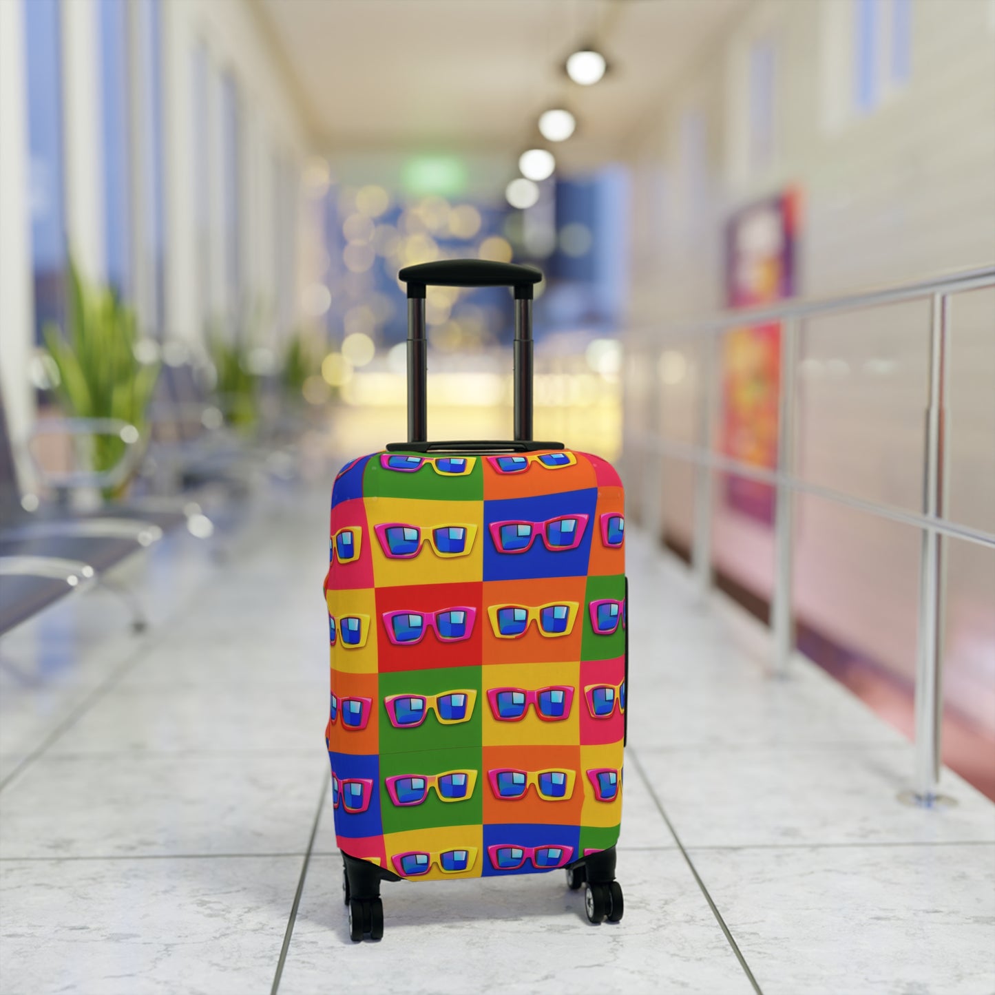 Bright Sunglasses Pattern Luggage Cover — Colorful Travel Suitcase Protector