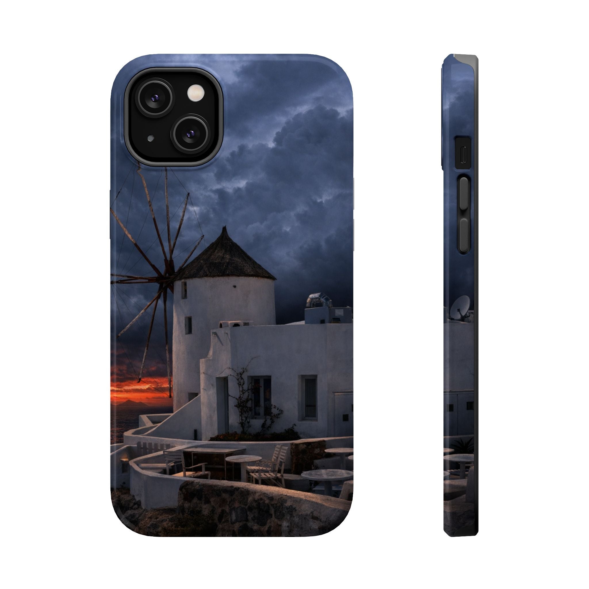 Santorini Windmill Sunset phone case | Magnetic impact-resistant case Greek Island Travel Gift
