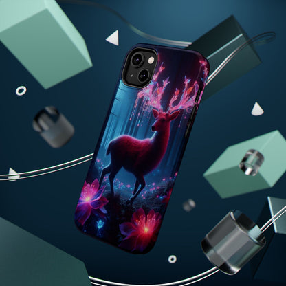 Magnetic Impact-Resistant Phone Case — Neon Fantasy Deer Forest Design