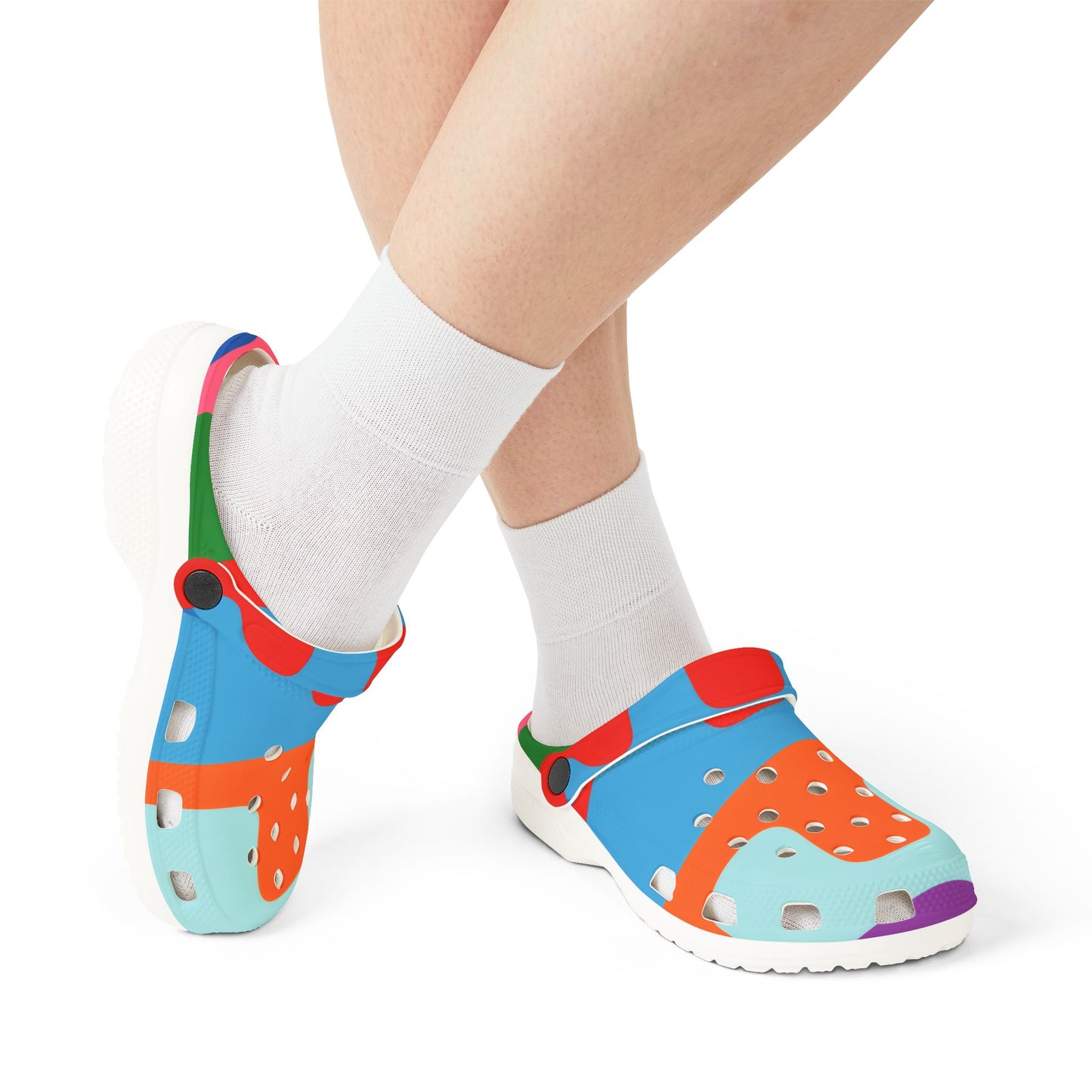 Colorful Abstract Drip EVA Clogs — Bright All-Over-Print Slip-On Shoes