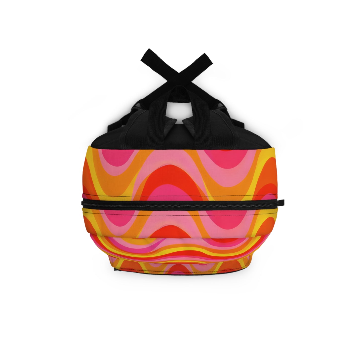 Retro Wave Backpack — Bright 70s Wavy Pattern School & Travel Bag