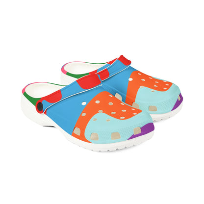 Colorful Abstract Drip EVA Clogs — Bright All-Over-Print Slip-On Shoes