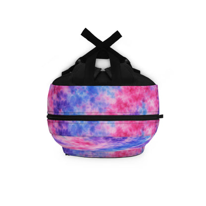 Tie-Dye Pastel Backpack — Pink & Blue Cloud Print School Bag