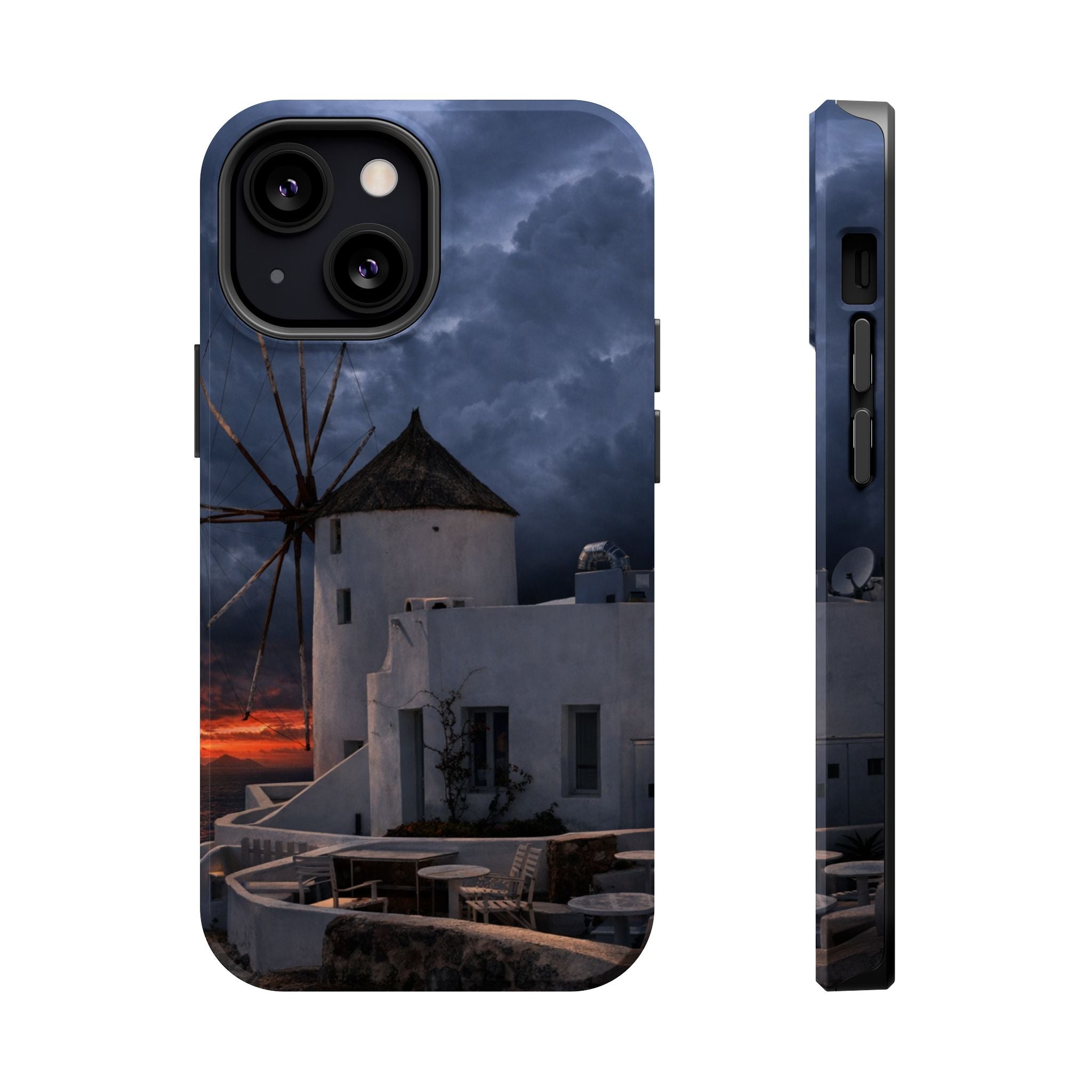 Santorini Windmill Sunset phone case | Magnetic impact-resistant case Greek Island Travel Gift