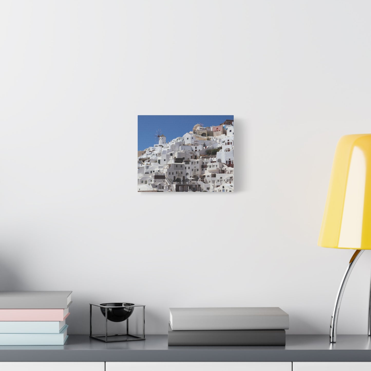 Oia Santorini White Houses Canvas — Matte Stretched Greek Island Wall Art