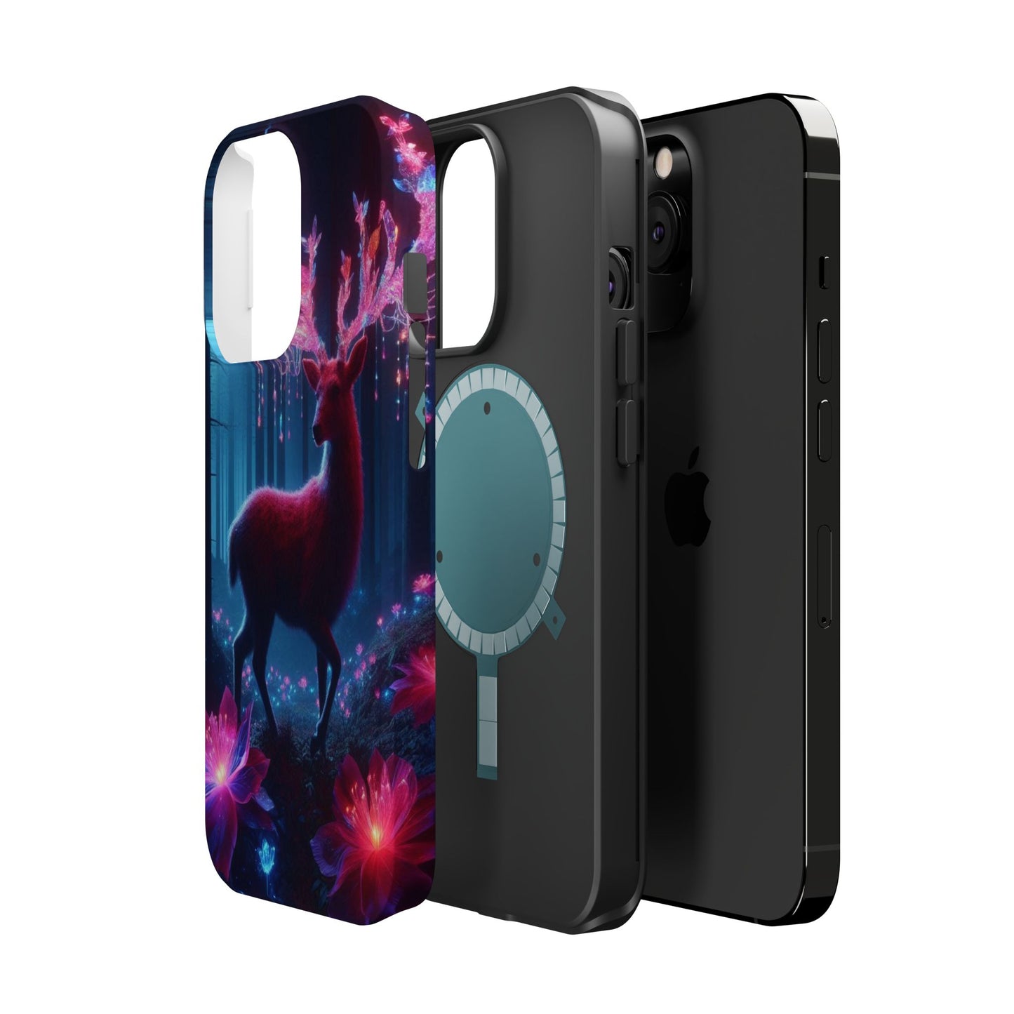 Magnetic Impact-Resistant Phone Case — Neon Fantasy Deer Forest Design