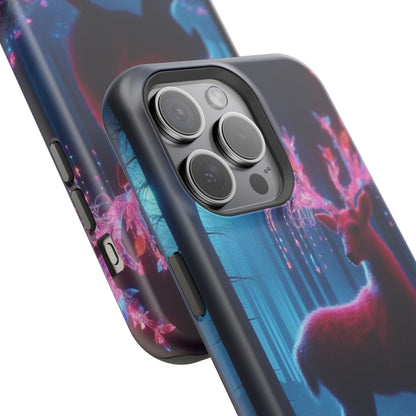 Magnetic Impact-Resistant Phone Case — Neon Fantasy Deer Forest Design