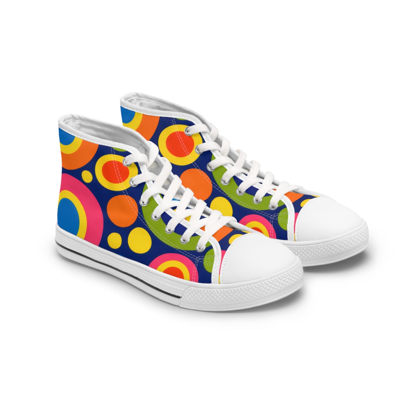 Retro Rainbow Circles Women's High Top Sneakers