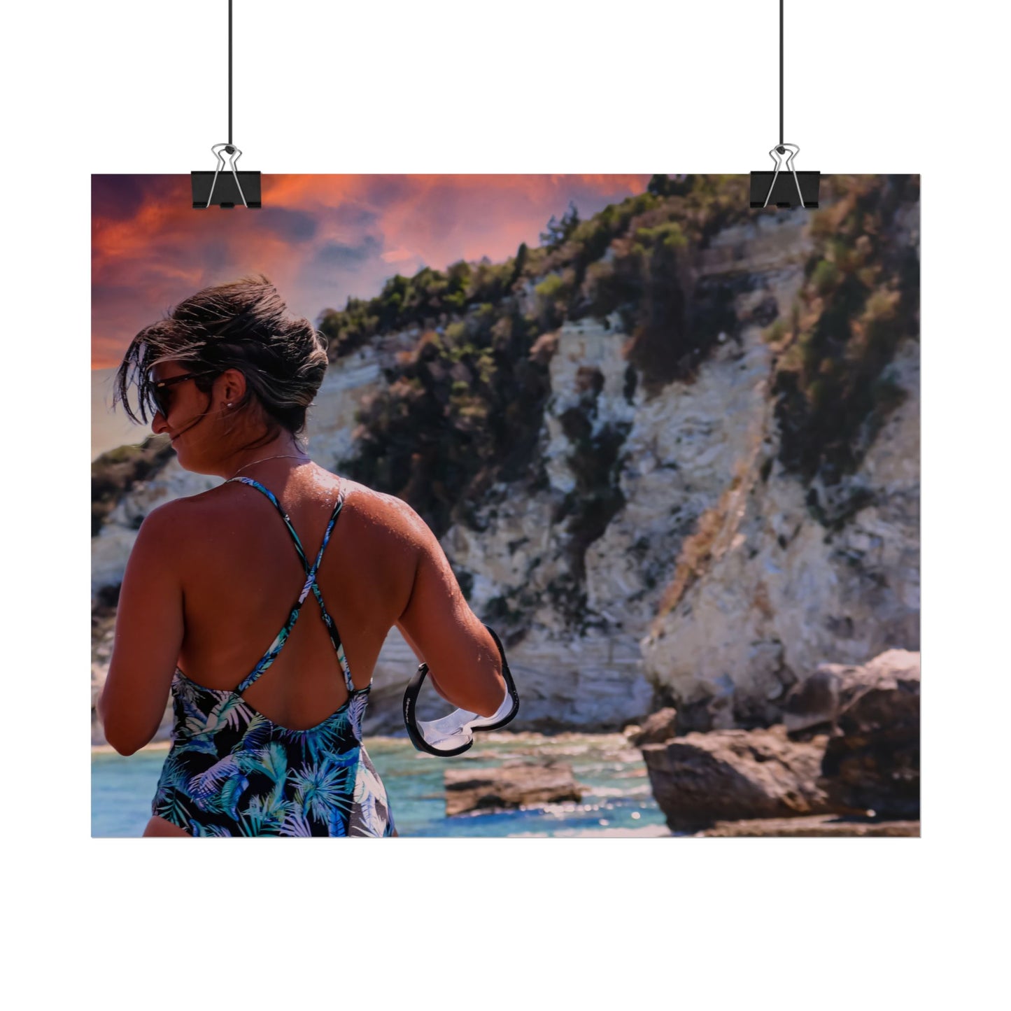 Woman in Tropical Swimsuit Poster | Rolled Poster, Beach Cliff Photography
