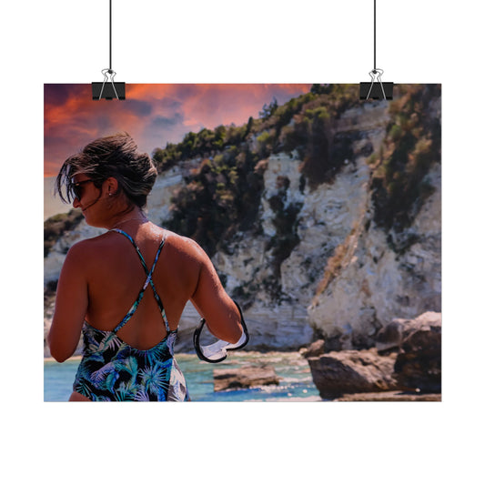 Woman in Tropical Swimsuit Poster | Rolled Poster, Beach Cliff Photography