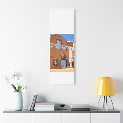 Oia Santorini Orange Facade Canvas — Mediterranean Terracotta Matte Wall Art