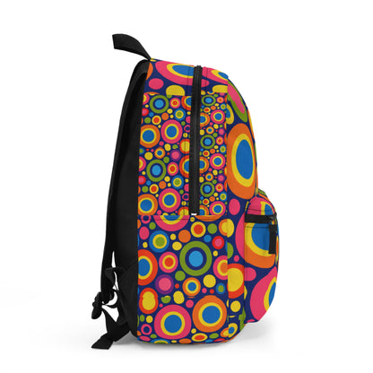 Colorful Retro Circles Backpack — Vibrant 60s-Inspired Kids & Teens School Bag