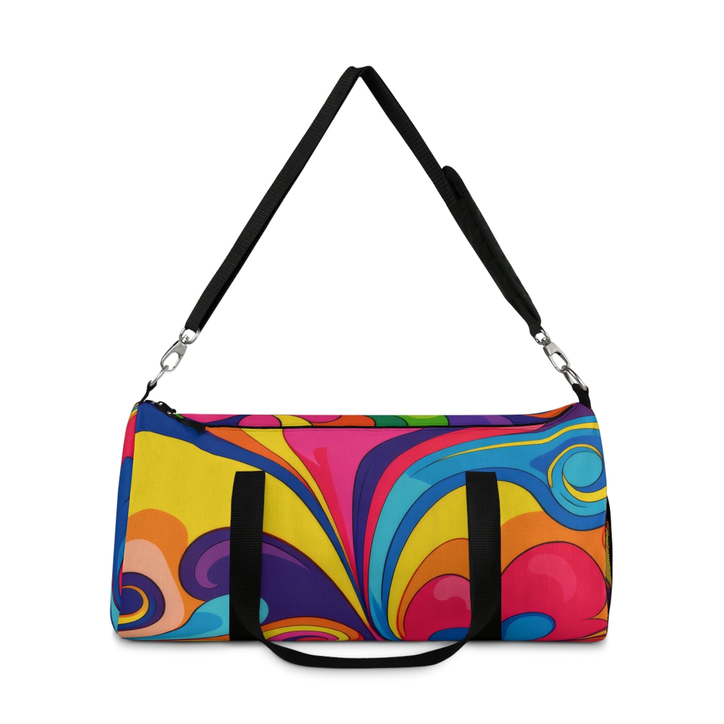 Psychedelic Floral Duffel Bag — Retro Swirl Travel Gym Bag