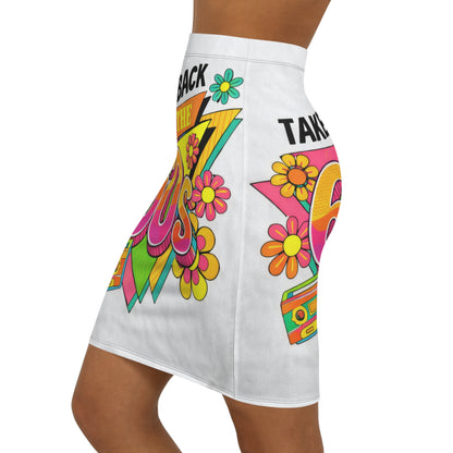 Take Me Back to the 60s Pencil Skirt — Retro Flower Power 1960s Graphic