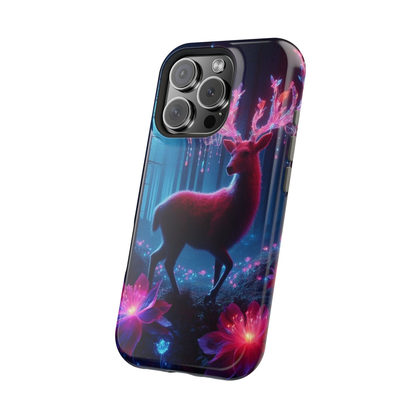 Magnetic Impact-Resistant Phone Case — Neon Fantasy Deer Forest Design