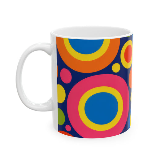Retro Colorful Circles Ceramic Mug – Bright 11oz & 15oz Coffee Cup