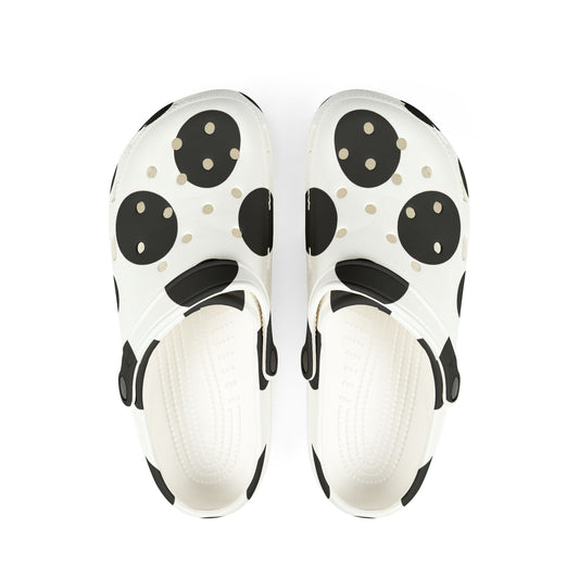 Black & White Leopard Print EVA Foam Clogs — Lightweight Slip-On Garden Shoes