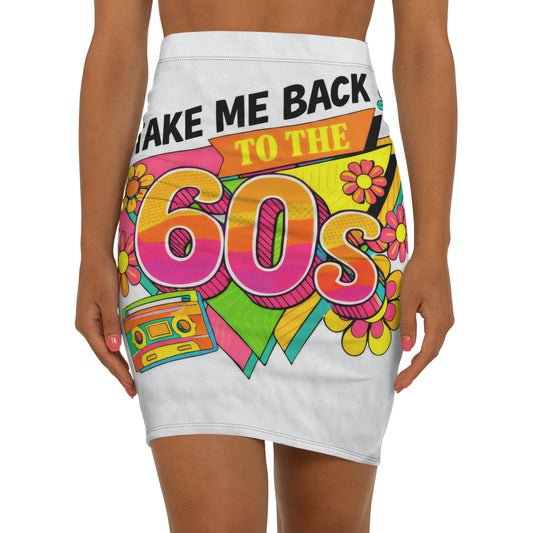 Take Me Back to the 60s Pencil Skirt — Retro Flower Power 1960s Graphic