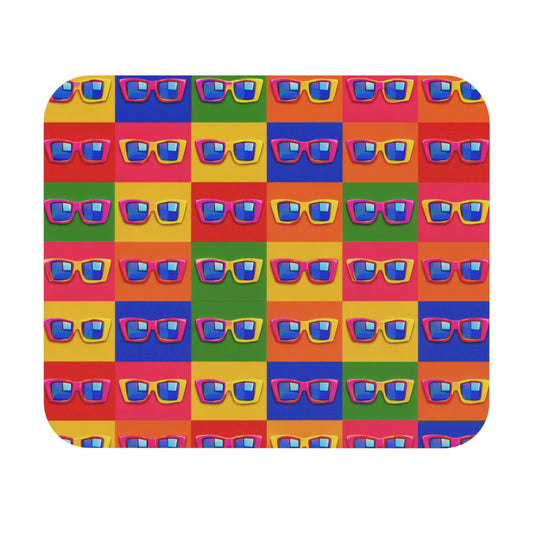 Retro Pop Sunglasses Mouse Pad — Bright Colorful Desk Mat