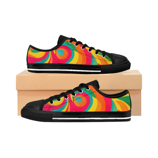 Women’s Sneakers — Colorful Swirl Retro Psychedelic Low-Top Shoes