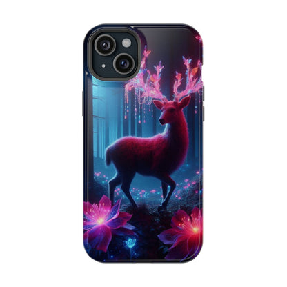 Magnetic Impact-Resistant Phone Case — Neon Fantasy Deer Forest Design