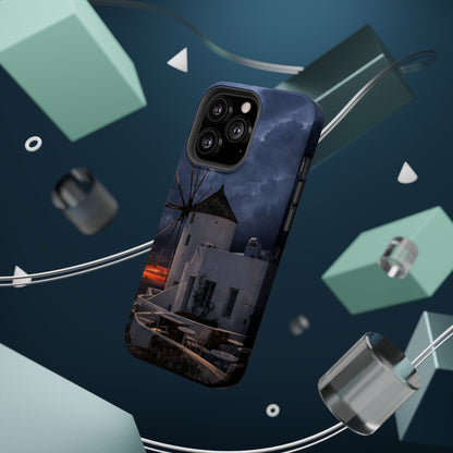 Santorini Windmill Sunset phone case | Magnetic impact-resistant case Greek Island Travel Gift