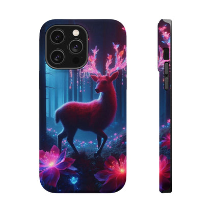 Magnetic Impact-Resistant Phone Case — Neon Fantasy Deer Forest Design
