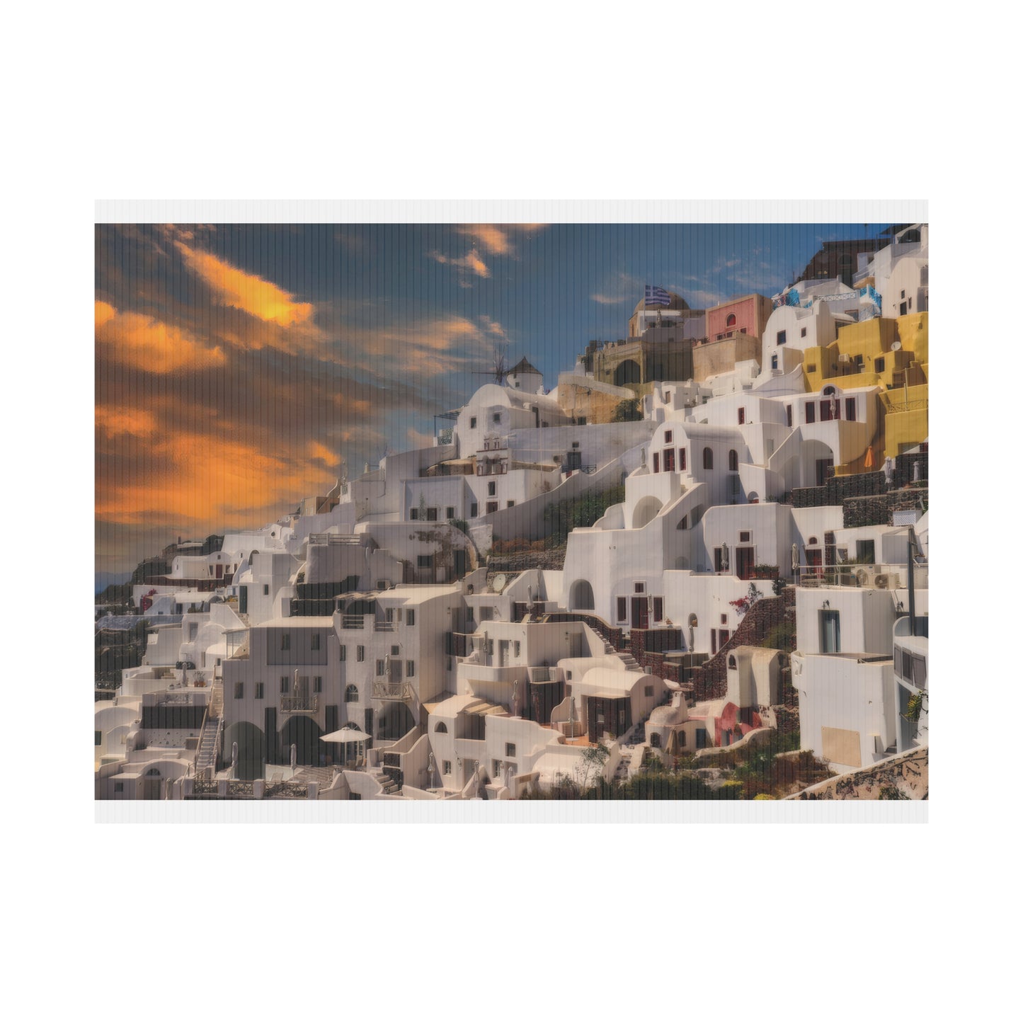 Santorini Sunset Yard Sign, Oia Greece Garden Decor, Mediterranean Outdoor Welcome Sign,