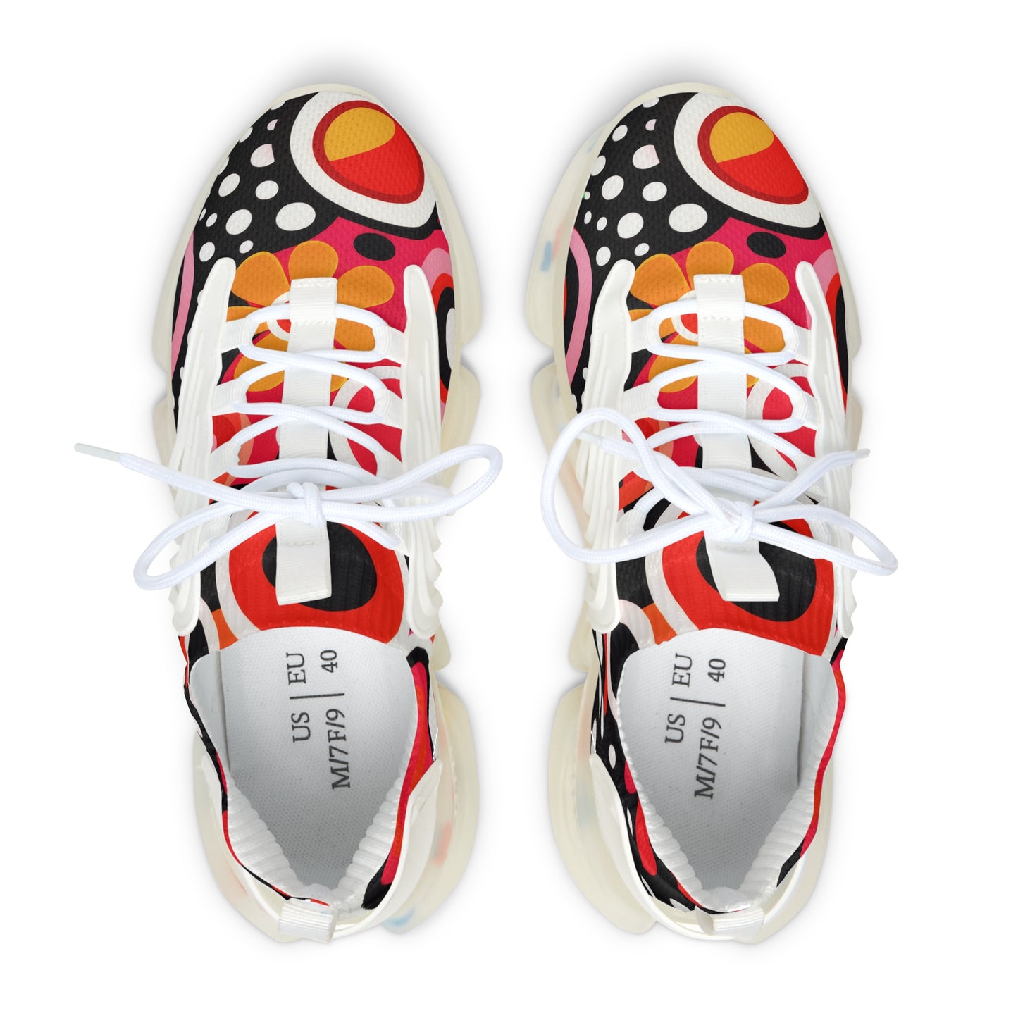 Mesh Sneakers — Bold Retro Pop Dot Print Athletic Shoes