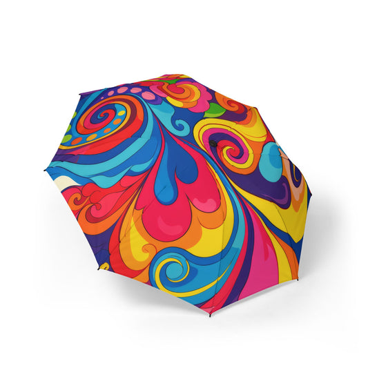 Colorful Swirl Foldable Umbrella — Compact Semi-Automatic Travel Umbrella