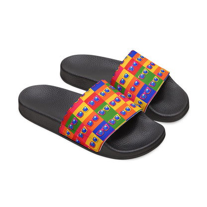 Colorful Retro Cassette Slide Sandals — Women's Removable‑Strap Pool Slides