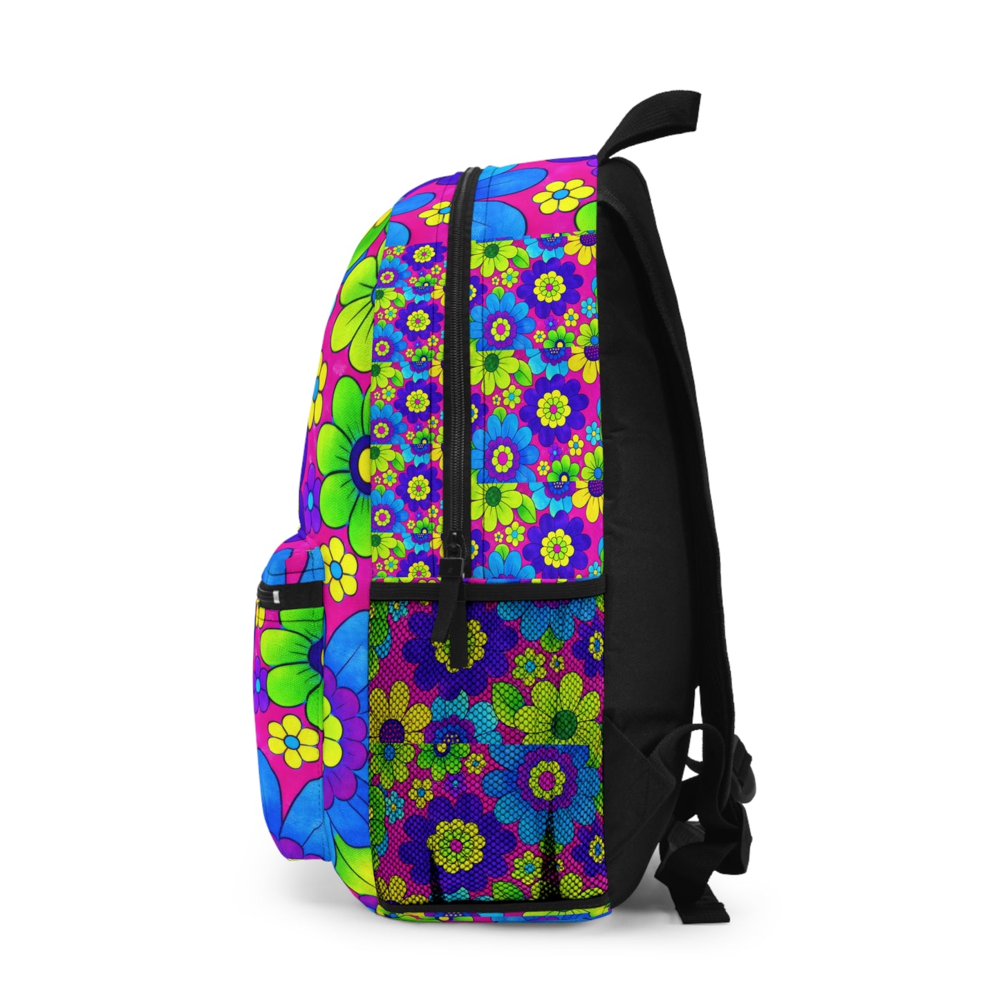 Retro Floral Backpack — 70s Psychedelic Flower Power School Bag