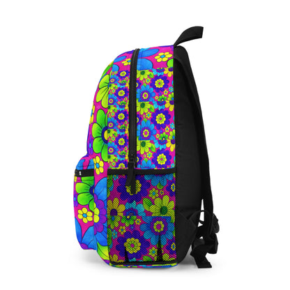 Retro Floral Backpack — 70s Psychedelic Flower Power School Bag