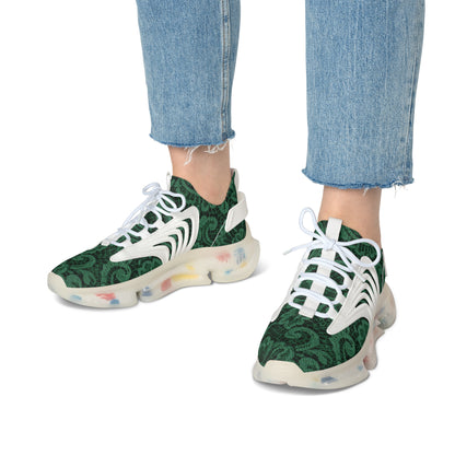 Eco-Friendly Women's Mesh Sneakers - Stylish Green Floral Design