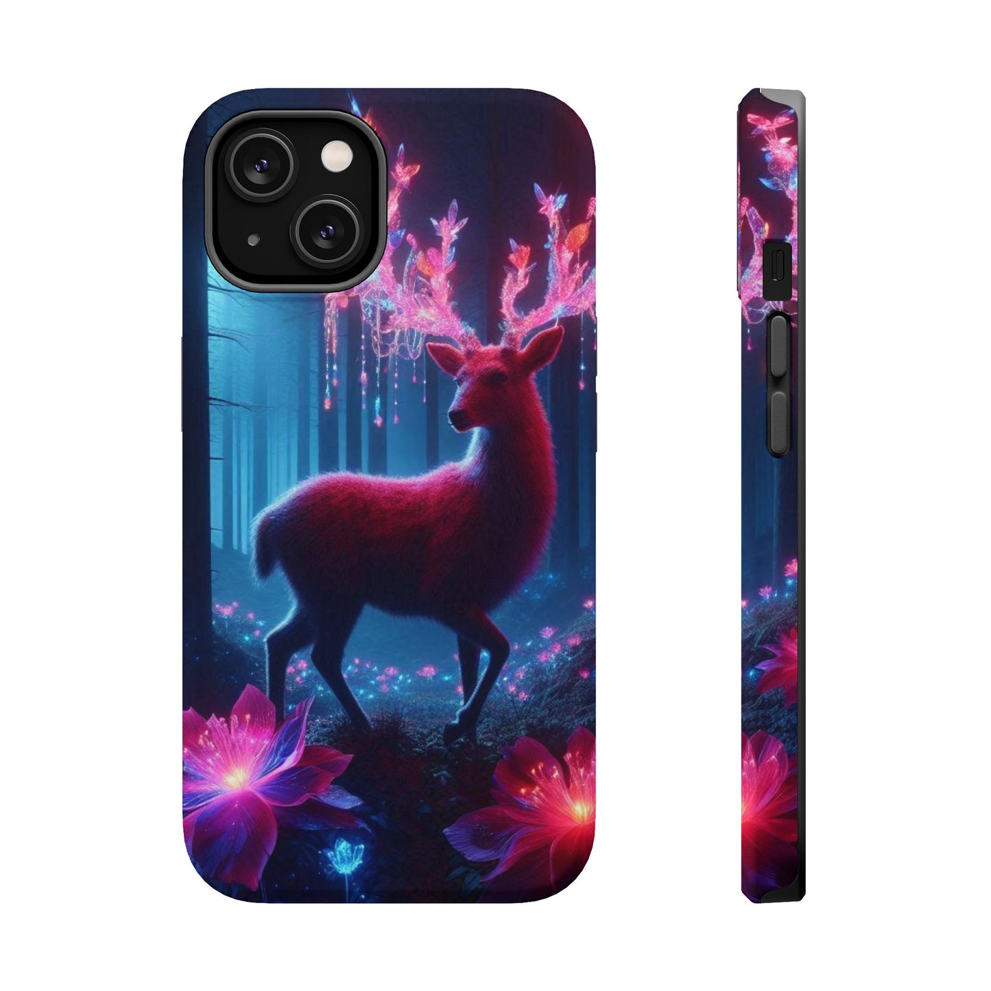 Magnetic Impact-Resistant Phone Case — Neon Fantasy Deer Forest Design