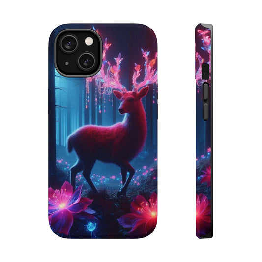 Magnetic Impact-Resistant Phone Case — Neon Fantasy Deer Forest Design