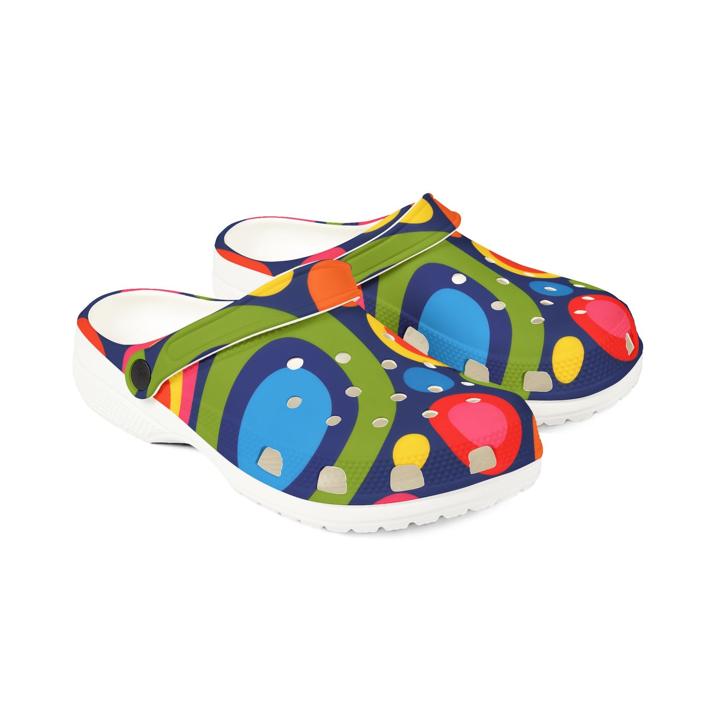 Colorful Retro Circle EVA Foam Clogs – Lightweight Slip-On Garden Shoes