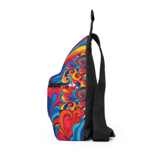 Psychedelic Swirl Sling Bag — Colorful Retro Boho Crossbody