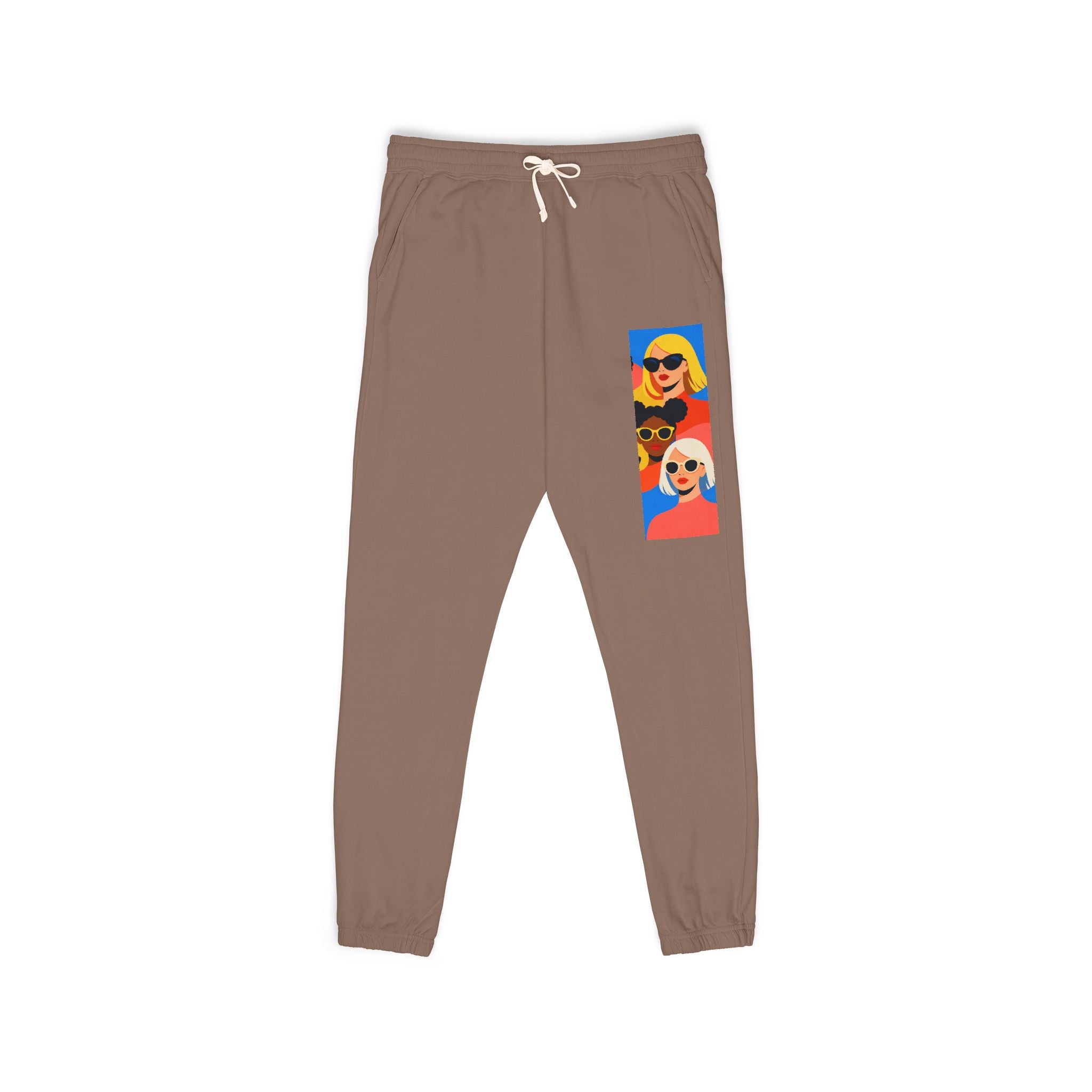 Colorful Retro Portrait Sweatpants — Vibrant Pop Art Side Print