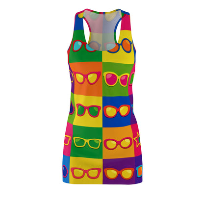 Sunglasses Pop Art Racerback Dress — Colorful Retro Shades All-Over Print