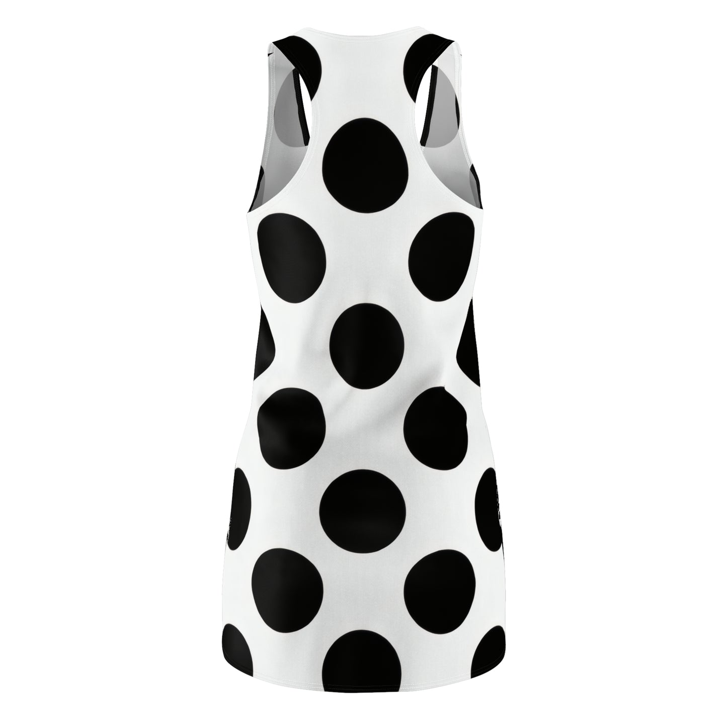 Polka Dot Racerback Dress – Black & White AOP Sleeveless Dress